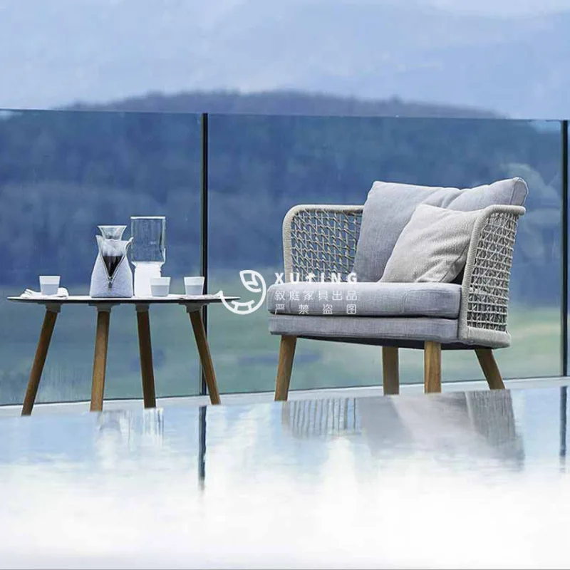 Southeast Asian furniture, outdoor indoor and outdoor rattan woven chairs, Nordic simple rattan sofa hotel model room, leisure