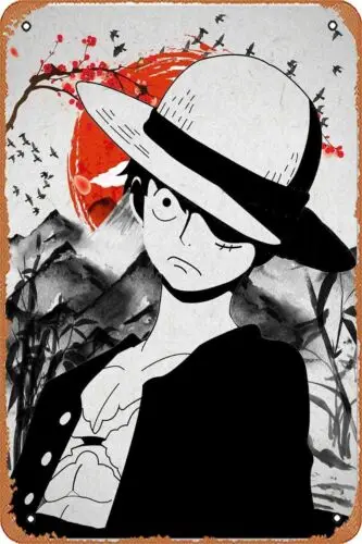 Monkey D. Luffy Vintage Comic Poster Tin Signs Wall Art Retro Anime Movie Metal