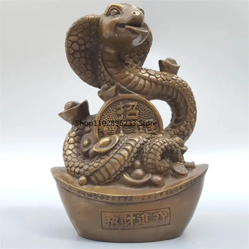 Brick and mortar store explosion pure copper zodiac ingot snake animal sculpture ornament, home living room, decoration