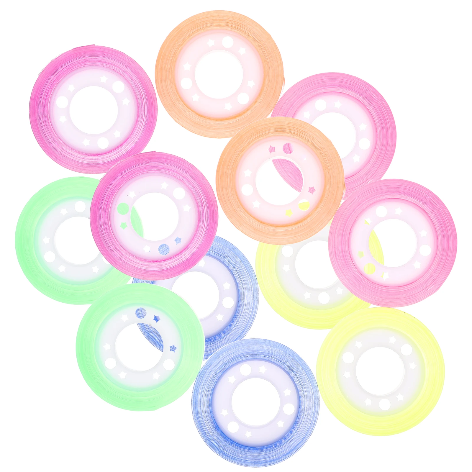 

12pcs Colorful Transparent Tape Clear Adhesive DIY Craft Decorative Scrapbook Gift Wrapping Tapes Fluorescent Glue Thin Long