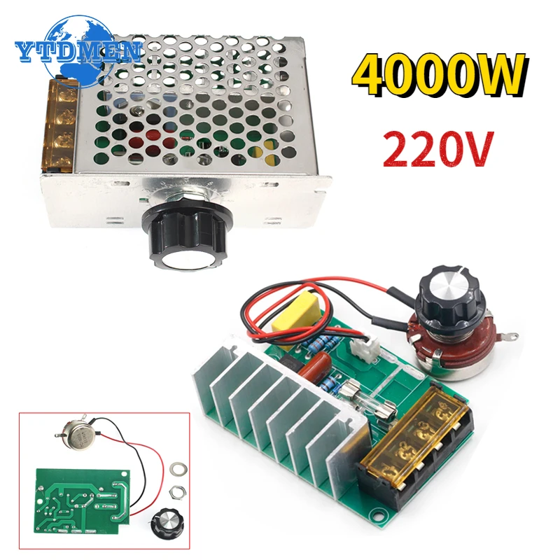 1PCS 4000W AC 220V High-power SCR Adjustable Motor Speed Controller Control Dimming Dimmers Voltage Regulator Module