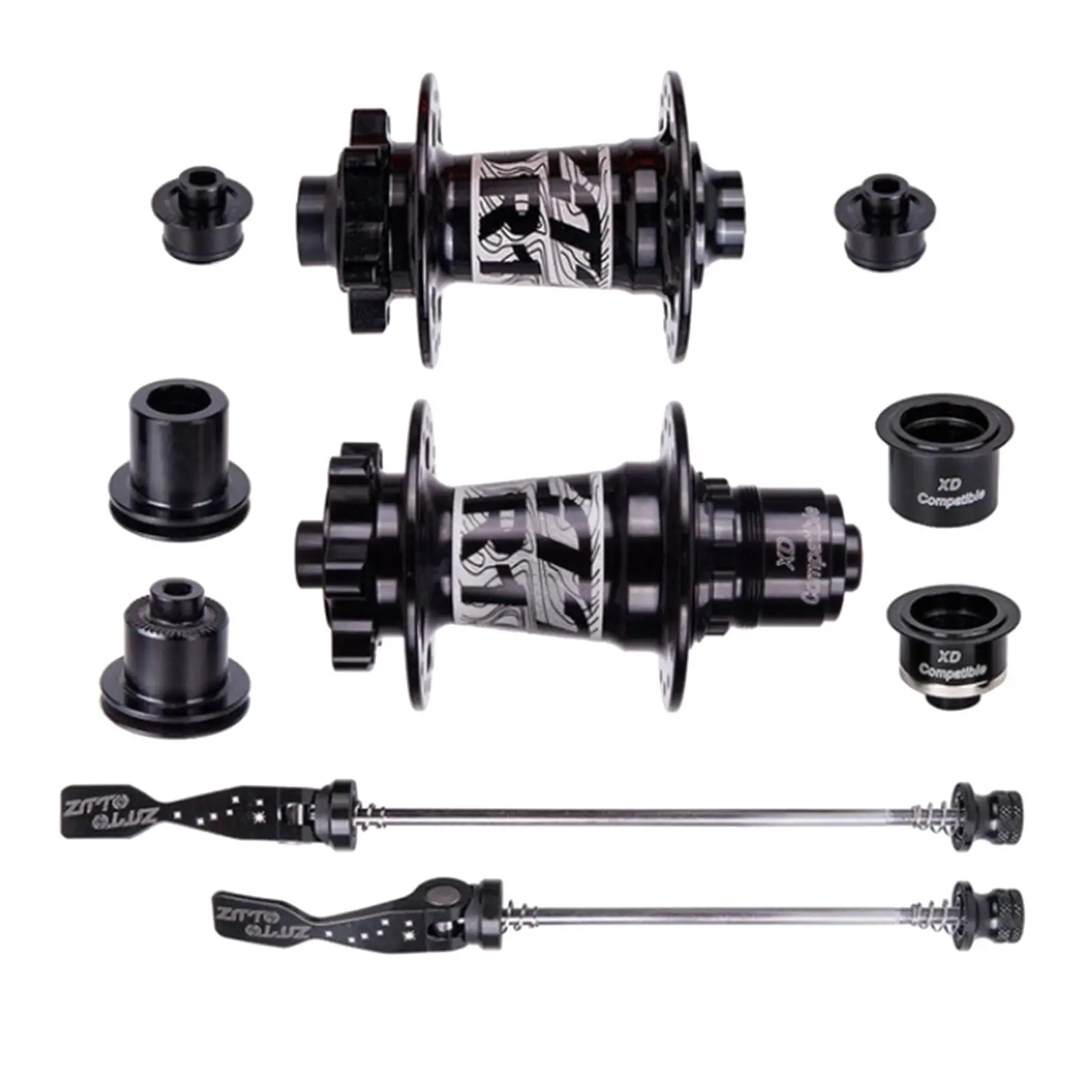 

Pair Bicycle Axle Wheel Hub - 36 Holes Front & Rear Bike Hub Set, with 54 Teeth Star Ratchet Quick Release Lever Skewers Levers