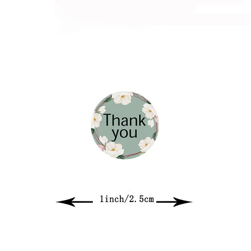 100-500PCS New Thank You Stickers for Business Small Merci Home Made Label Roll Packaging Sticker Flower Pack Rolling Sticker