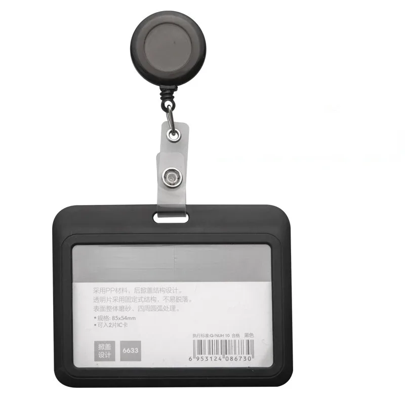ID Tag Working Permit Case Retractable Easy Pull Badge Reel Plastic Name Badge Holder Pass Work Employee's Card Cover Case Clips