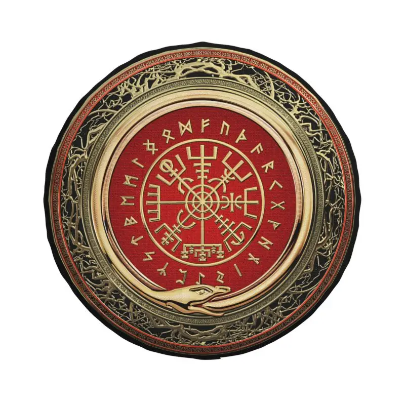 Gold Magic Viking Compass Spare Wheel Cover for Jeep Pajero 4WD SUV Custom Valhalla Vegvisir Runes Tire Protector 14