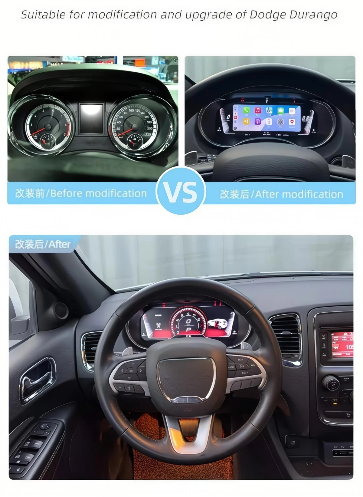 

Автомобильный цифровой кластерный прибор для Dodge Durango 2008 ~ 2021 Carplay, панель приборной панели, виртуальный дисплей измерителя скорости кабины