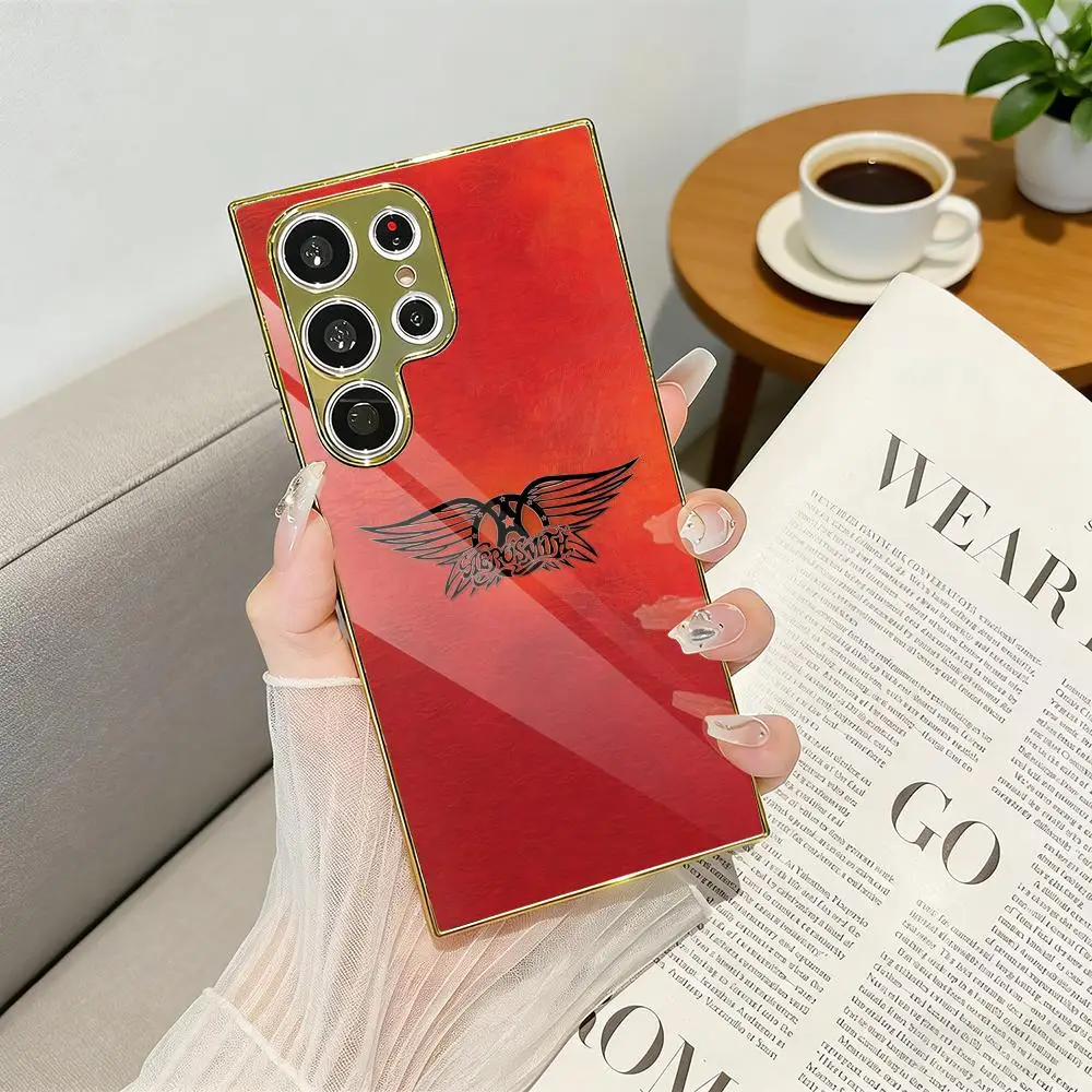 Singer A-Aerosmith Phone Case Luxury Electroplated Metal Frame Phone Case for Samsung S25 S24 S23 Ultra Slim Cover