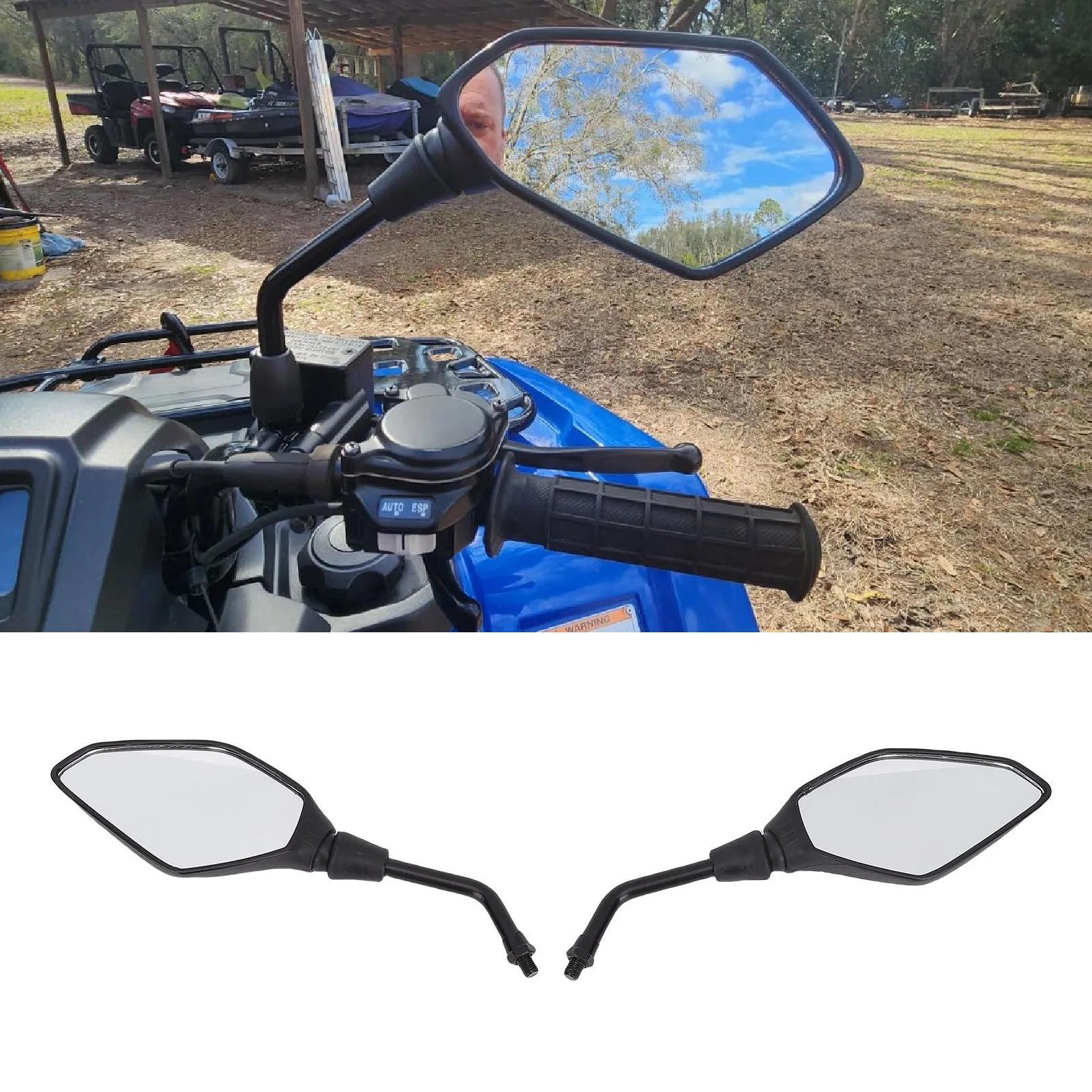 Зеркало заднего вида для мотоцикла с болтом M8 M10, прозрачное видение, устойчивые к царапинам зеркала для квадроциклов для велосипеда, скутера, квадроцикла, UTV, грязевого велосипеда