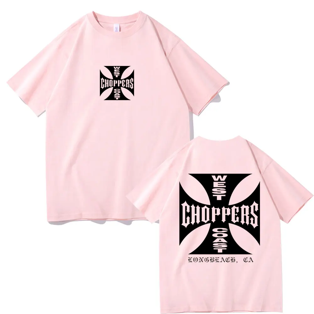 West Coast Choppers Cross Frame Print Tshirt Male Hip Hop Streetwear Oversized T-shirts Fashion Tees Men's Fleece Short Sleeve