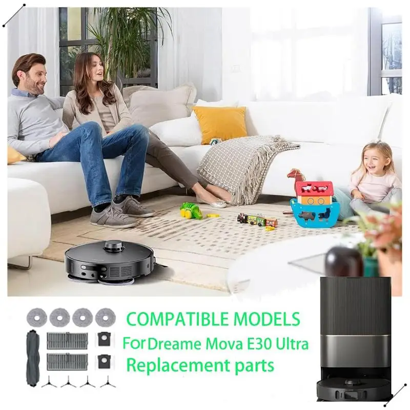 Replacement Parts Fit For Dreame Mova E30 Ultra /X30 Ultra/L10s Pro Ultra Vacuum Cleaner, Accessories Kit Brush Filters