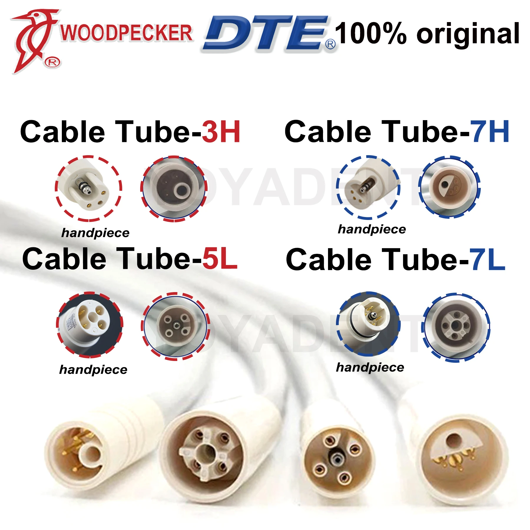 Original Woodpecker DTE Dental Tube Ultrasonic Scaler Detachable Cable Fit Woodpecker DTE EMS NSK ACTEON SATELEC Handpiece