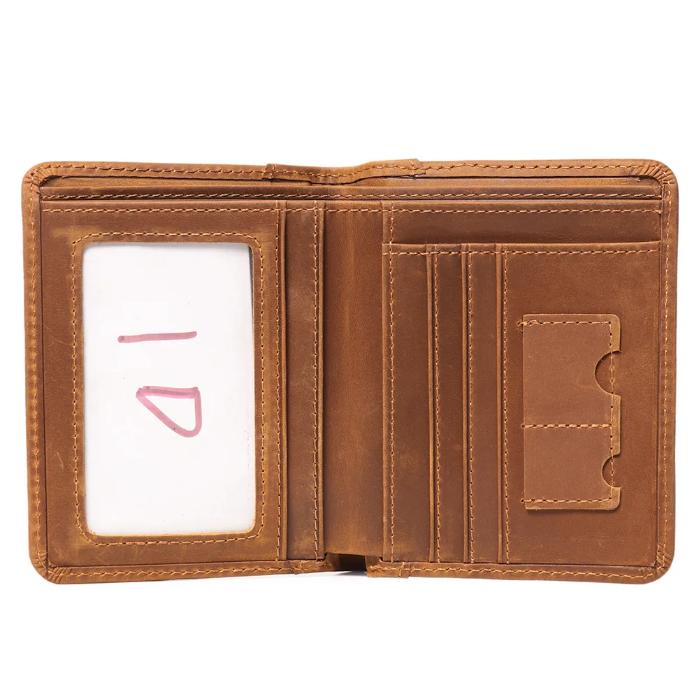 Retro Business Men's Multi functional Short Leather Wallet Horizontal Driver's License Multi slot Large Capacity Wallet
