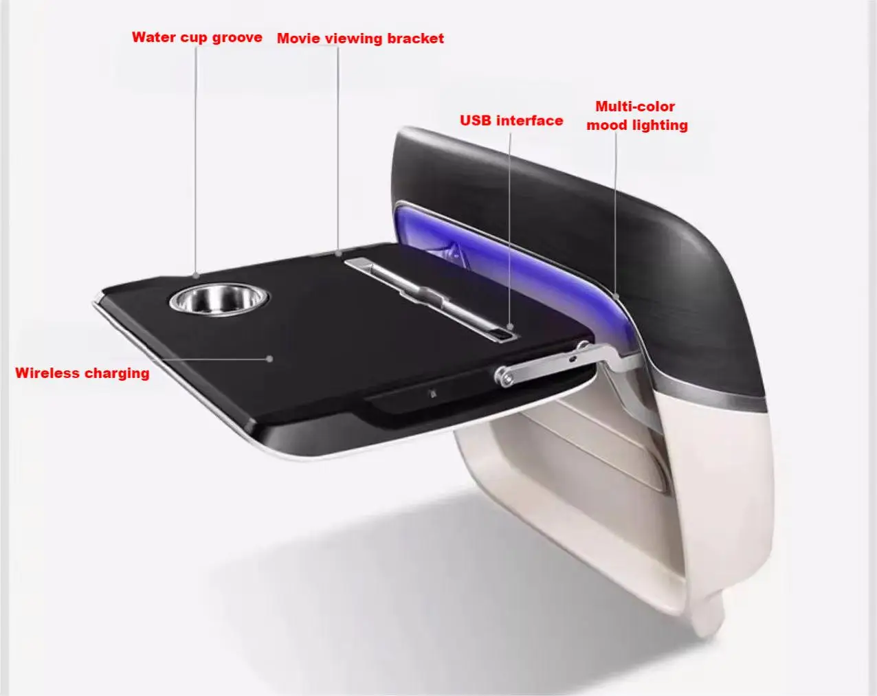 

Universal Automotive Seat Back Folding Table With Aurora Ambient Light For MPV Seat System