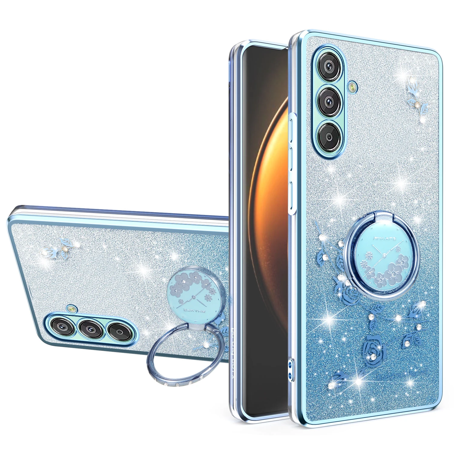 Plating Glitter Phone Case For Samsung Galaxy F17 F34 F23 F15 F14 F13 F06 F54 Stand Lens Protection Soft Silicone Cover Cases