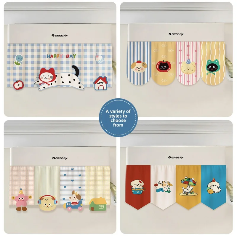 Summer Cartoon AC Wind Shield Curtain Wall Mount Anti Direct Cold Remain On Infants & Postpartum Mothers