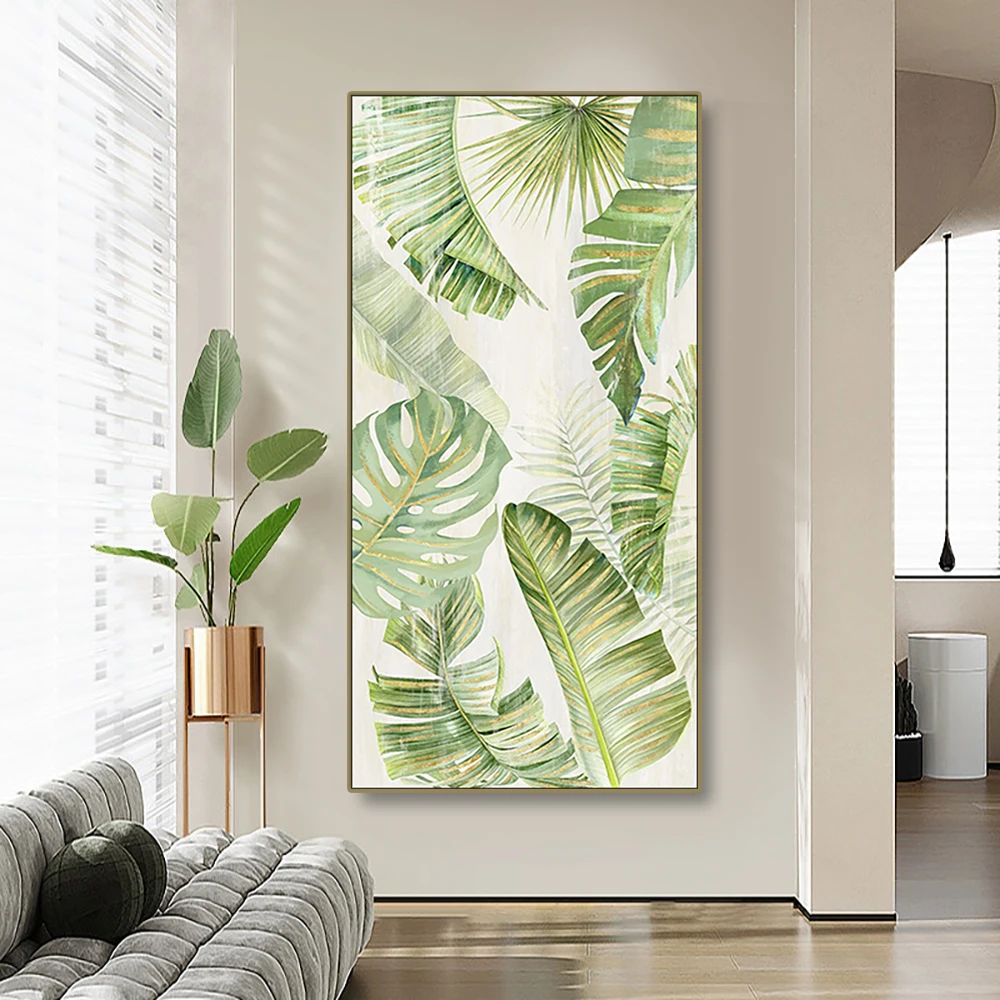 Nordic Abstract Green Palm Leaf Posters Modern Wall Art Painting Canvas Prints Home Decorative Pictures for Living Room No Frame