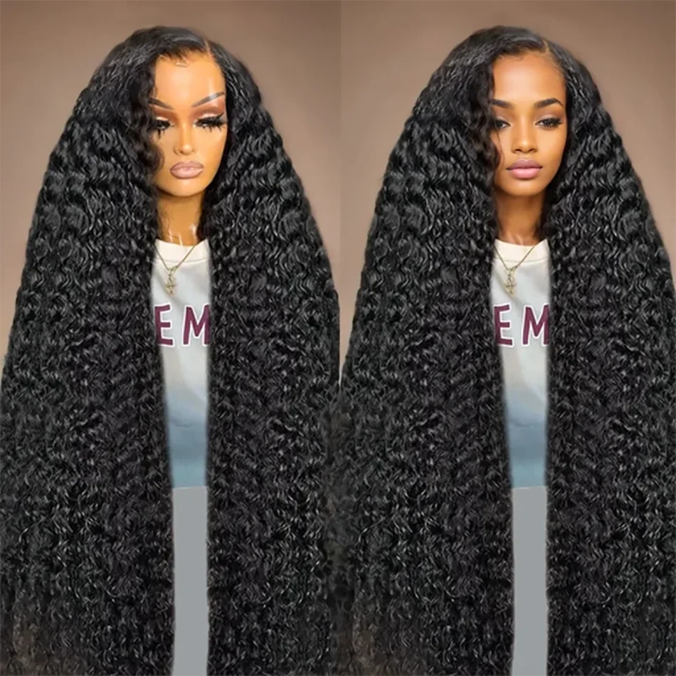 Deep Wave Lace Wig 34 40 Inches Curly Human Hair Lace Frontal Wig Pre Plucked Wig Real Human Hair Raw Hair Wig On Sale For Women