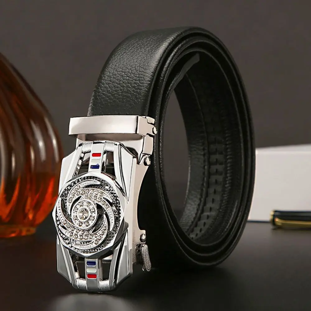 Fashion Luxury Design Automatic Buckle Belt Business Rhinestone Decoration 