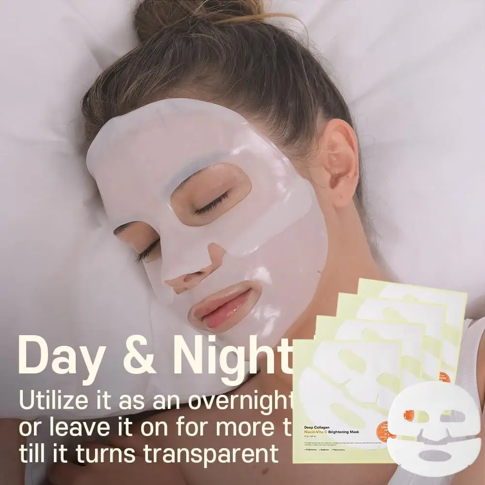 Deep Collagen Deep Collagen Soothing Mask Niacin-Vita C Brightening Elasticity Overnight Collagen Face Mask Soothing Anti-Aging