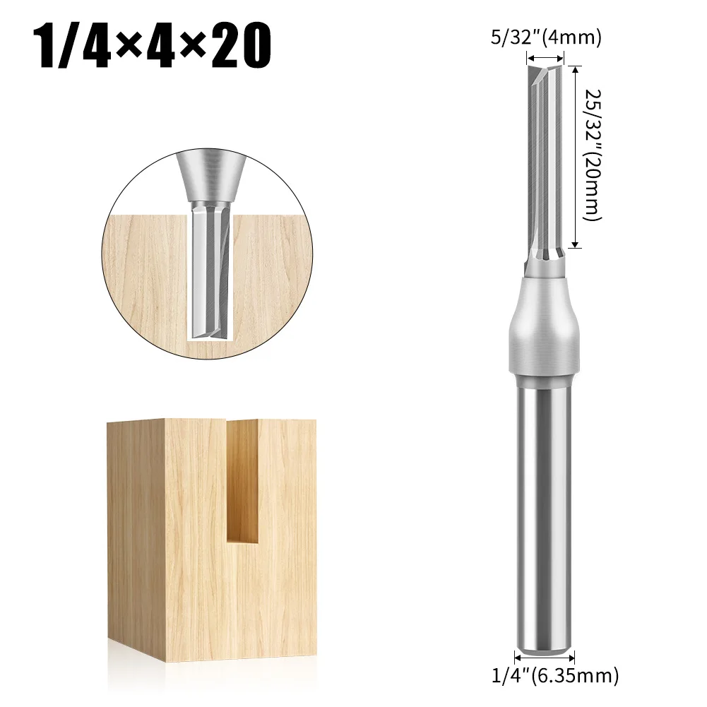1/4mm Handle TCT Straight Cutter Woodworking Milling Cutter Trimming Machine Slotting Cutter Right Angle Cutter