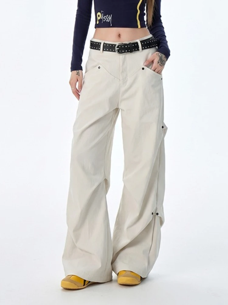 Pantalones Casuales Multibolsillos para Mujer, Pantalones Cargo Rectos, Pantalones de Color Sólido Versátiles para Primavera y Verano, Pantalones Modernos de Estilo Urbano