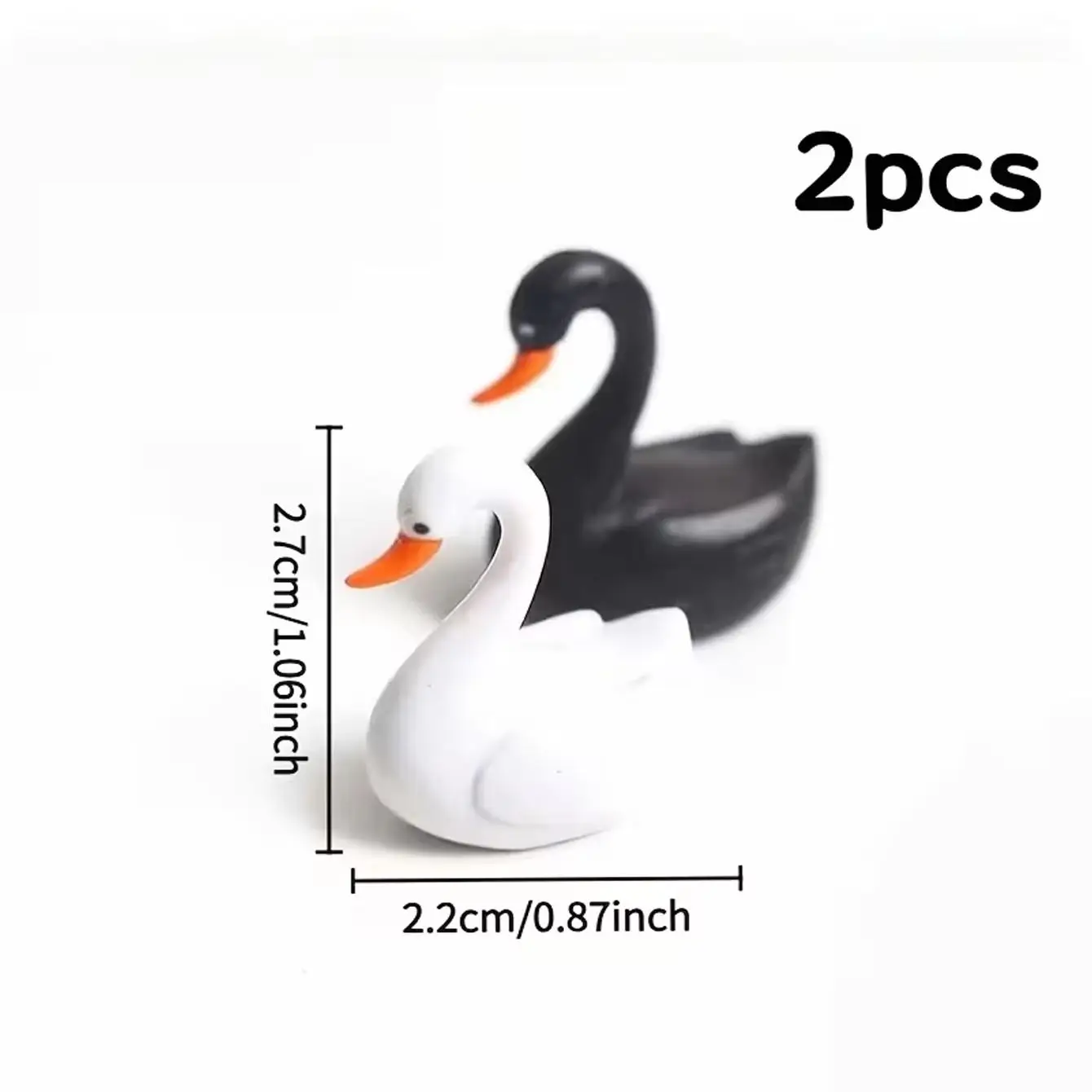 2pcs mini simulation resin black and white swan micro landscape decoration aquarium landscaping decoration ornaments
