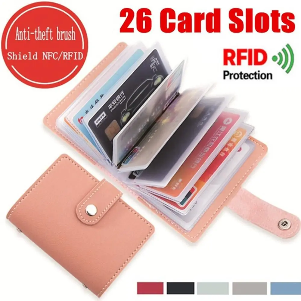 Fashion Cute Women PU Leather Credit Card Wallet 26 Card Slots RFID Blocking Slim Cardholder Organizer