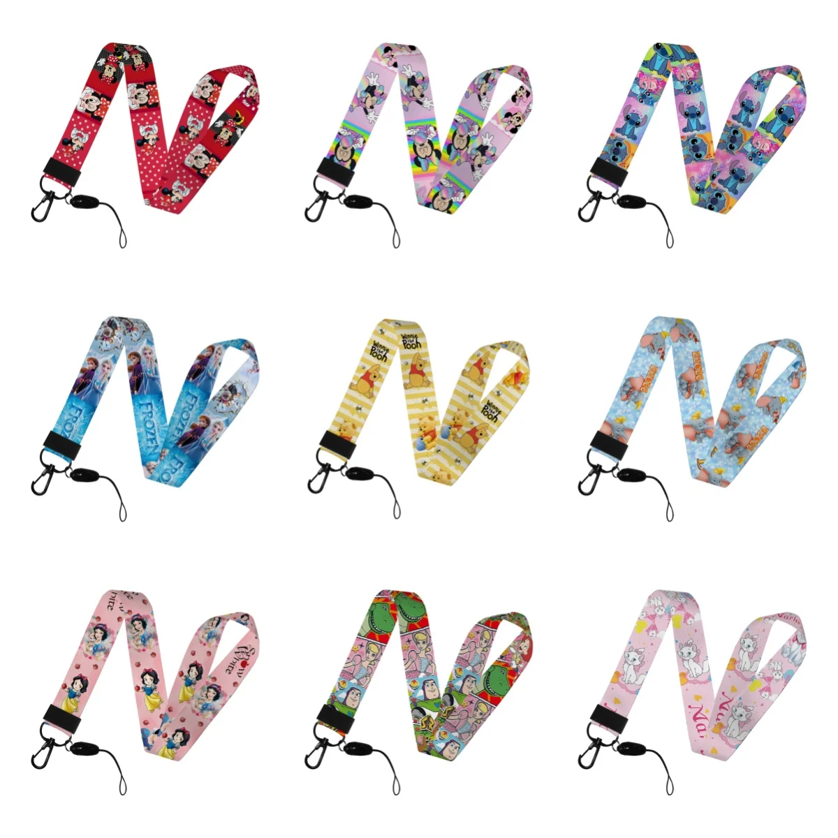 

Disney Characters Cartoon Lanyards Mobile Phone Lanyards Straps Sling Polyester Camera ID Card Holders Key DIY Hang Accessories