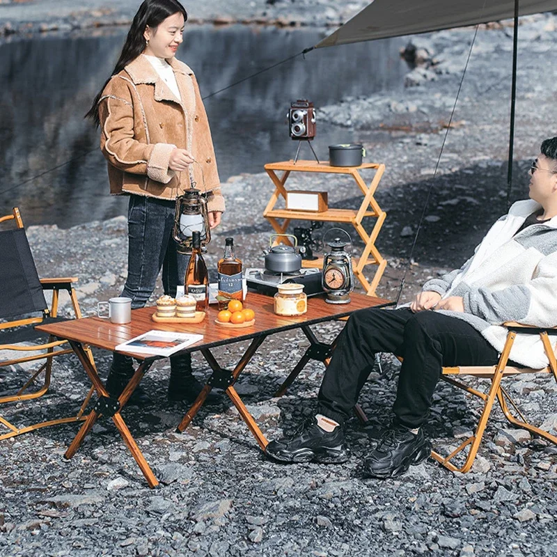 Camping table portable foldable desk aluminum alloy egg roll table for picnic self-driving tour for