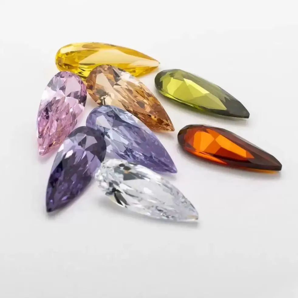 6x10mm-6x14mm CZ Lengthened Pear Cubic Zirconia Stone Wuzhou 5A Zircon Gemstones