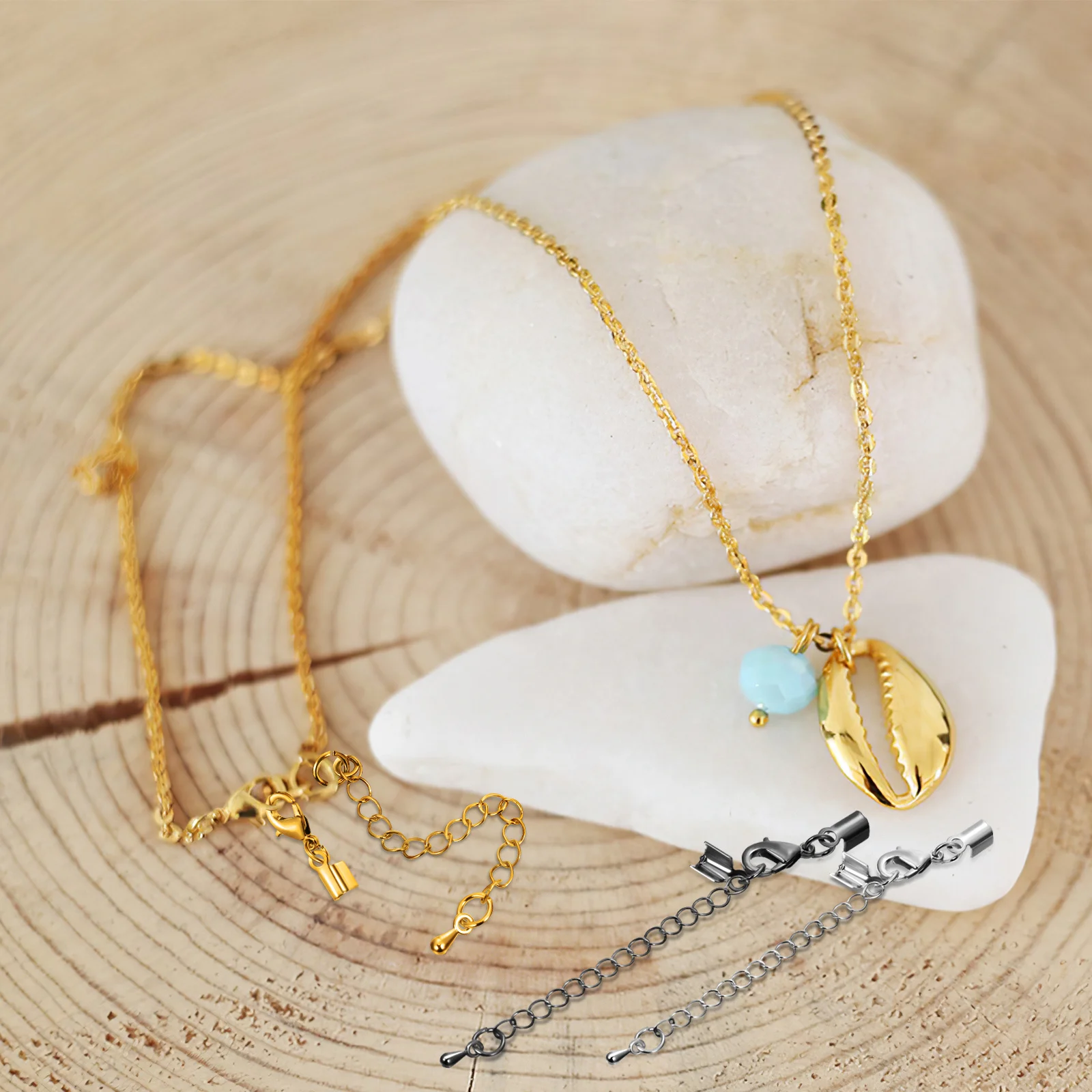 

10Pcs Handmade Copper Jewelry Chains Extender with Clasps for Necklace Bracelet Craft Making Accessories Kit Extender Chains