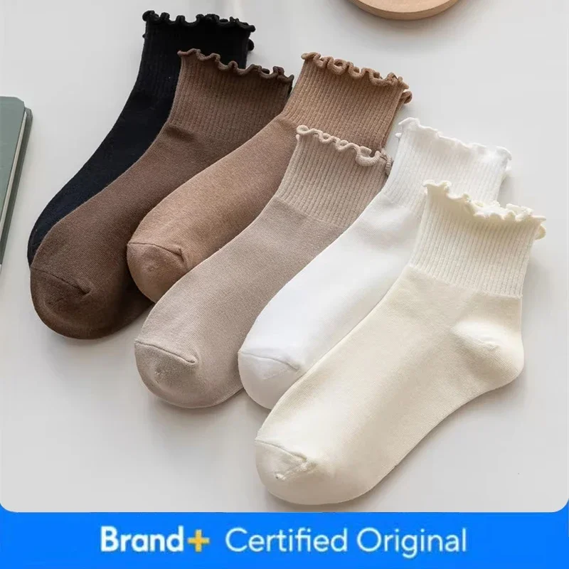 

Cute Socks For Women New Spring Summer Japanese Style Breathable Girls Short Socks Kawaii Solid Socks Frilly Ruffle Socks Casual