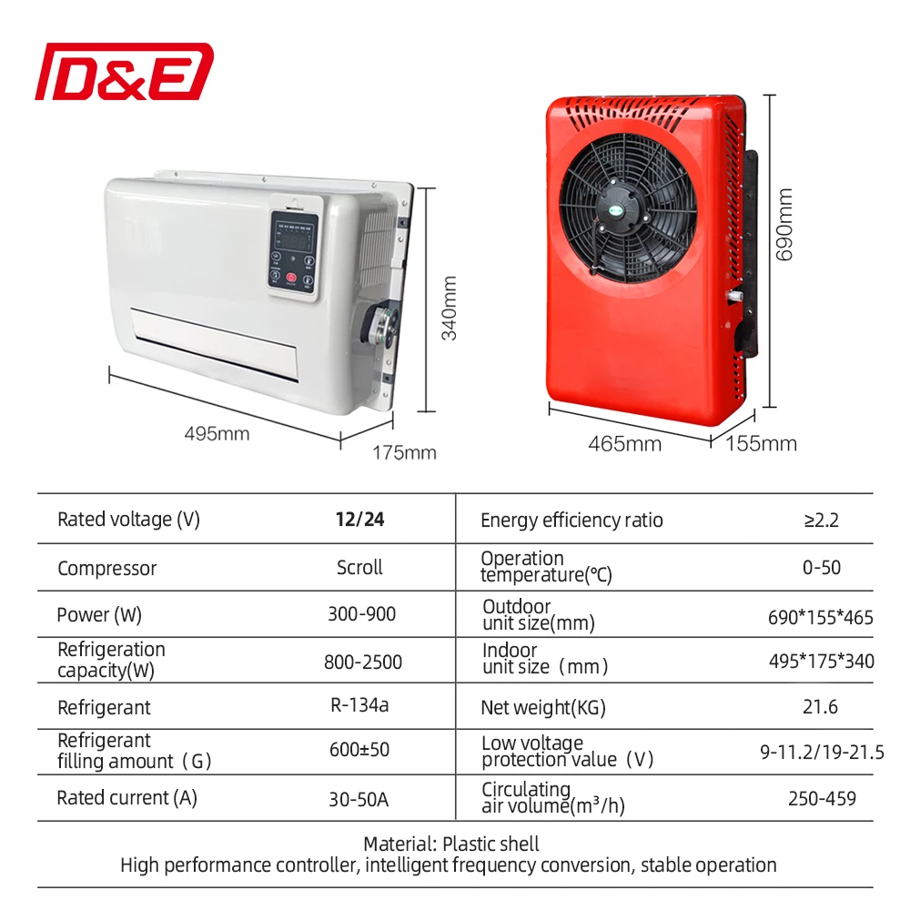 Long Cooling Time Mini Split DC 12V 24V Parking Air Conditioner For Truck RV Excavator 3800 10000 Btu