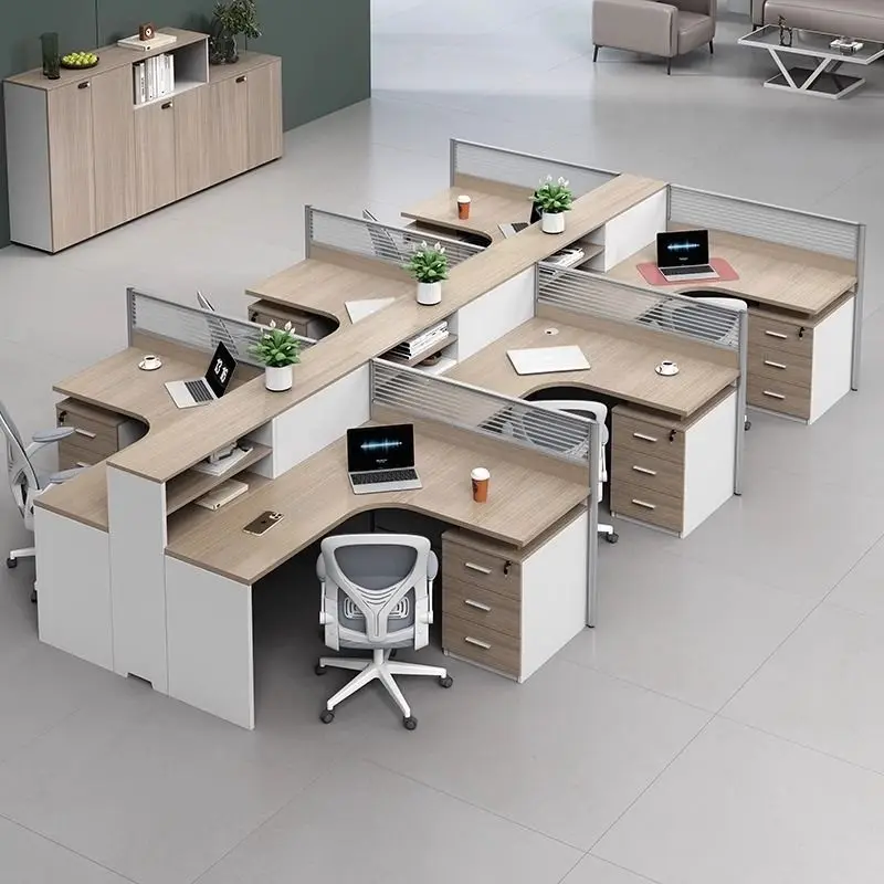

Simple modern office staff desk, financial desk, staff seat, double four-person station, screen table and chair combination