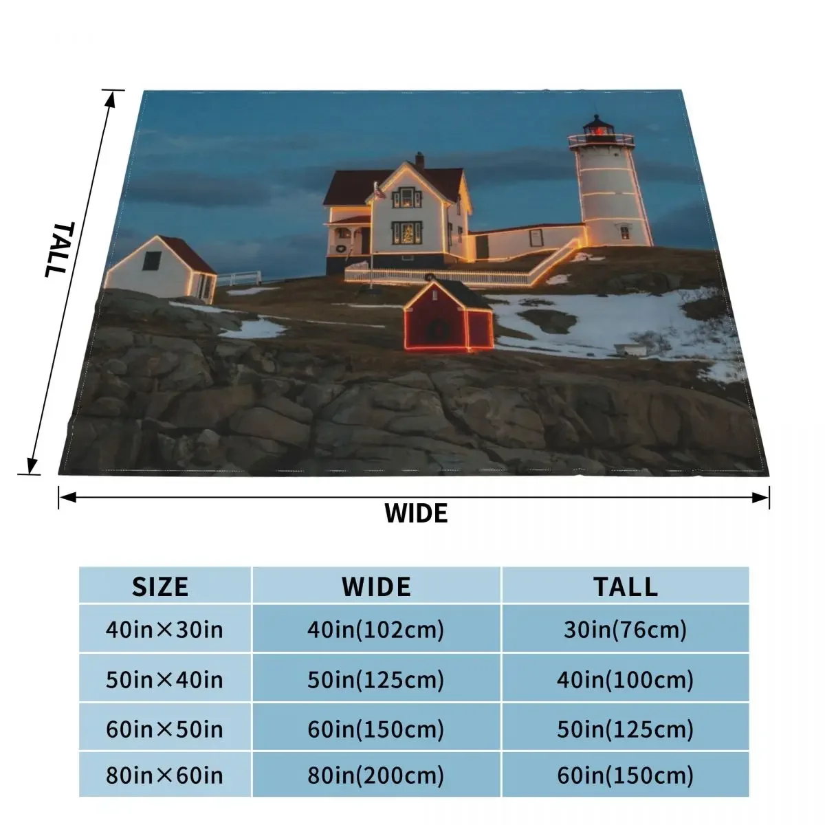 Nubble Lighthouse, York, Maine Jigsaw Throw Blanket Tourist Sofa Throw Personalized Gift Blankets