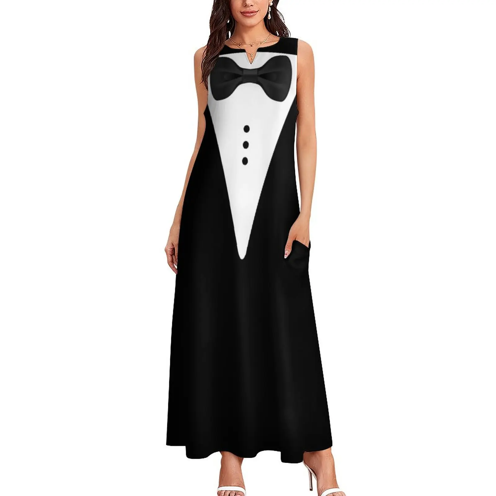 Tuxedo T-Shirt - Tux Tee Long Dress suknie wieczorowe luksusowe 2025, seksowne krótkie sukienki, śmieszne ubrania damskie Sukienka