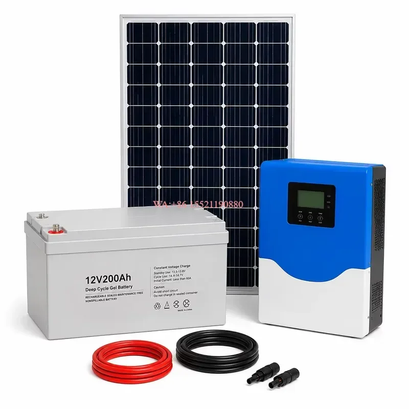 WMWMNU 6kW Off Grid Solar Kit 48V 300Ah Lithium Ion Battery Pure Sine Wave MPPT Inverter for Home Farm Backup Power System