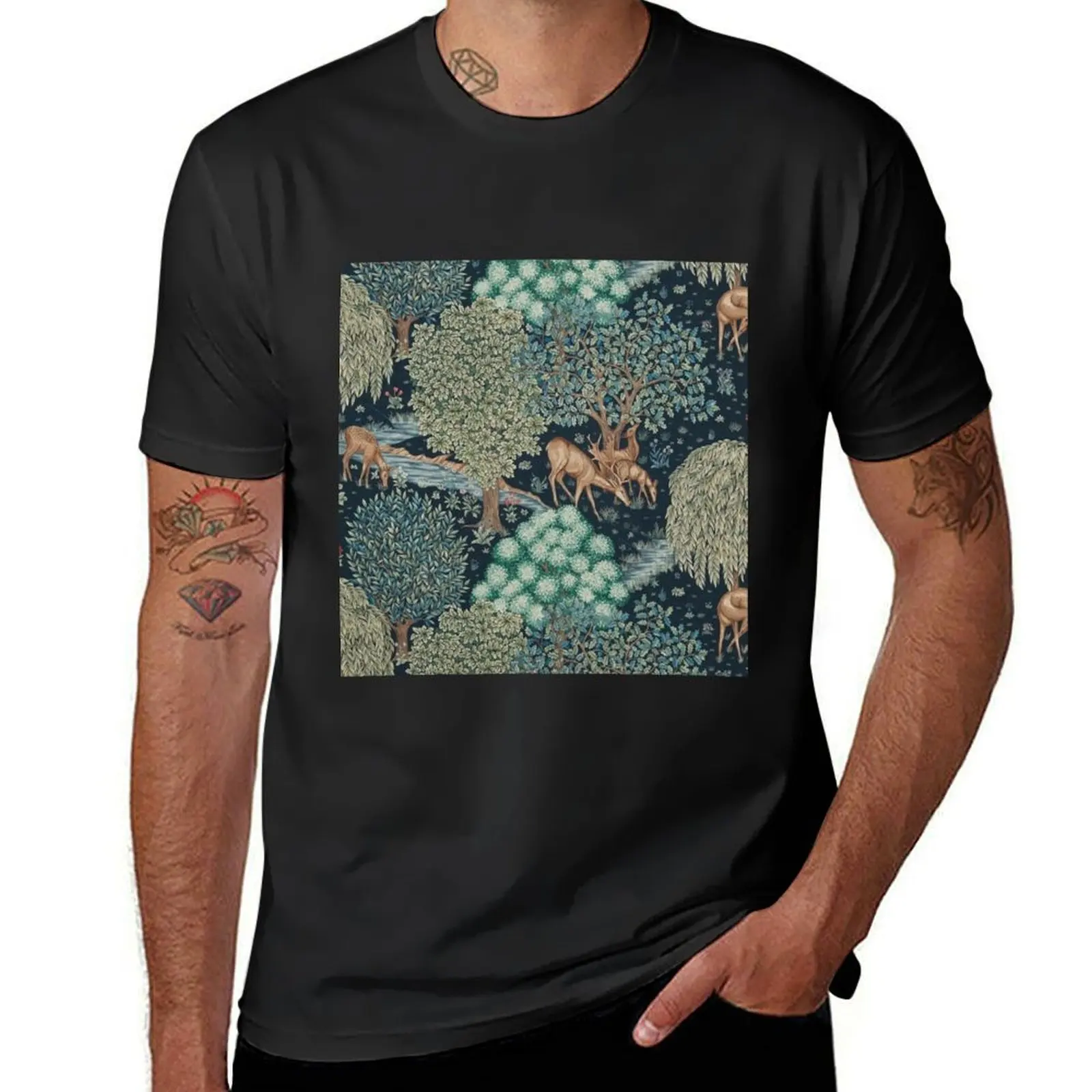 William Morris - The Brook Tapestry - Forest Deer T-Shirt new edition vintage clothes tops fitted t shirts for men