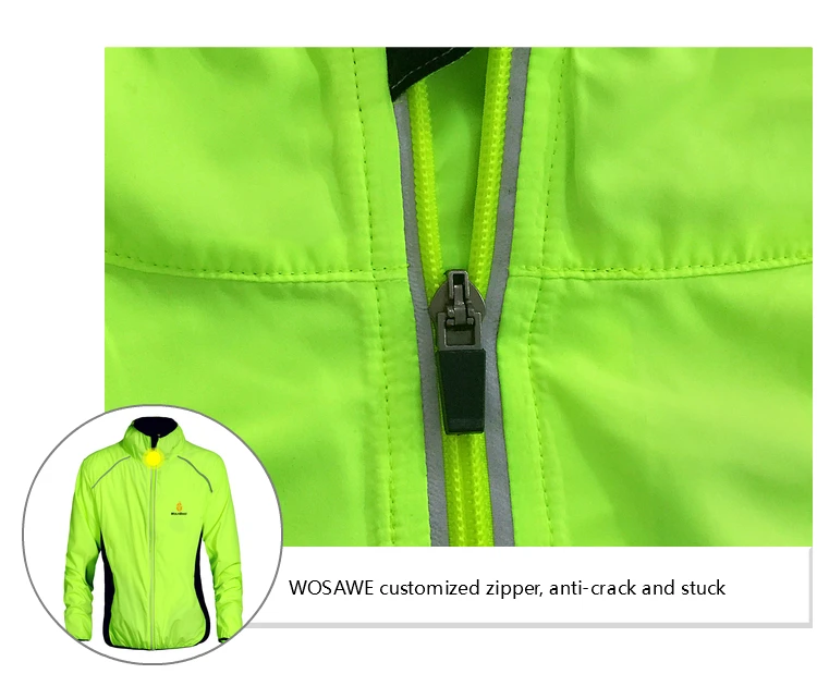 WOSAWE Herren winddichte wasserabweisende reflektierende Fahrradjacke MTB Fahrrad Langarm Windjacke Fahrradmantel Jersey – Detail 10
