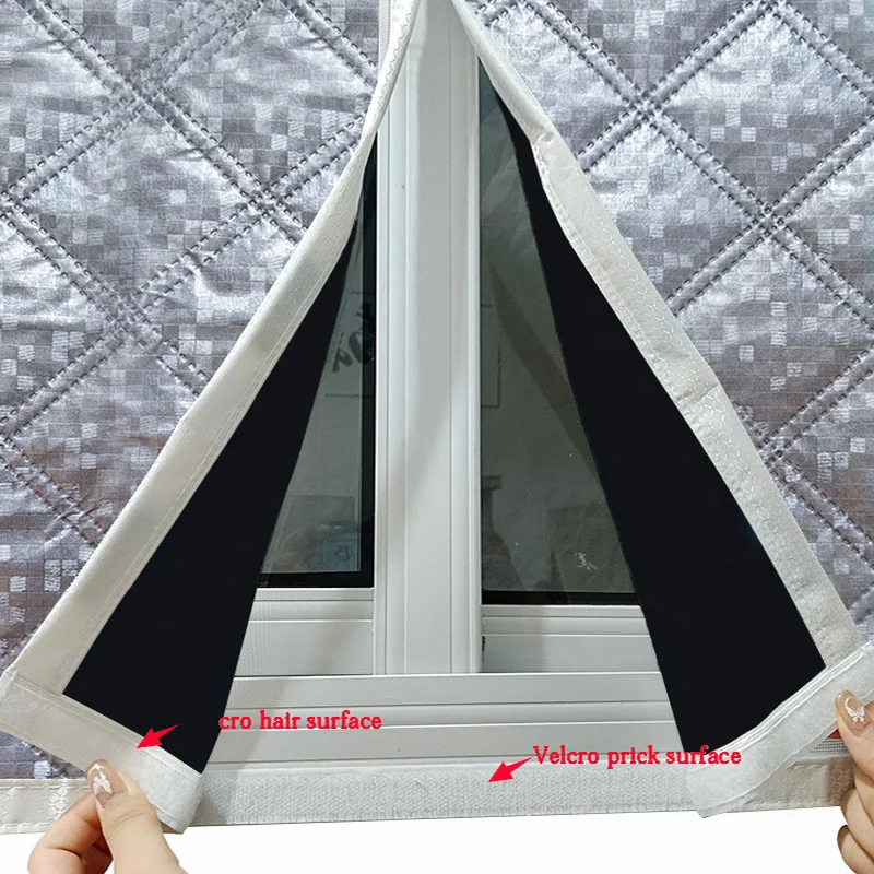 Winter thick cotton curtains are windproof,warm,cold proof,noise reducing, self-adhesive household non perforated sealed windows