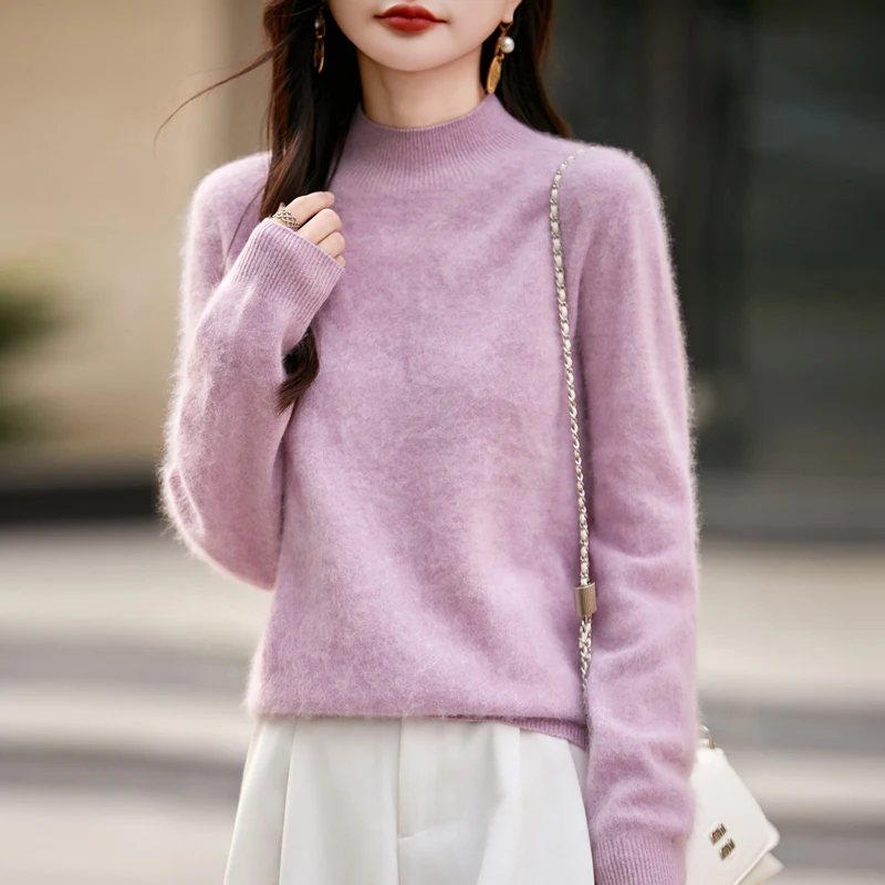 

Осень-зима 2022, новый женский свитер из 100% кашемира, пуловер, высококачественный женский кашемировый свитер с полувысоким воротником для отдыха, zm-2