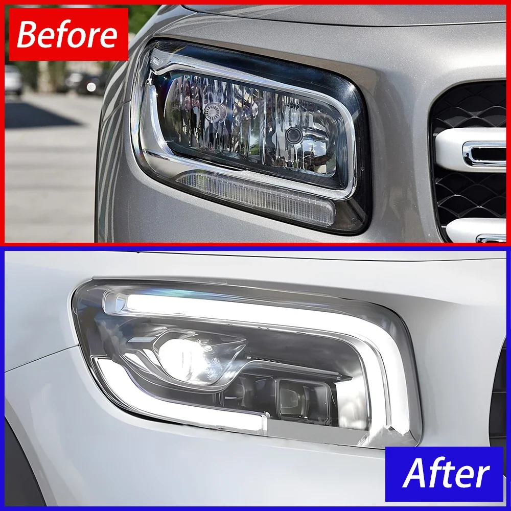 مجموعة مصابيح أمامية للسيارات لبنز GLB W247 2020-2024 ترقية عالية تكوين سيارة جهاز عرض (بروجكتور) ليد عدسة التوصيل والتشغيل أداة الملحقات #3