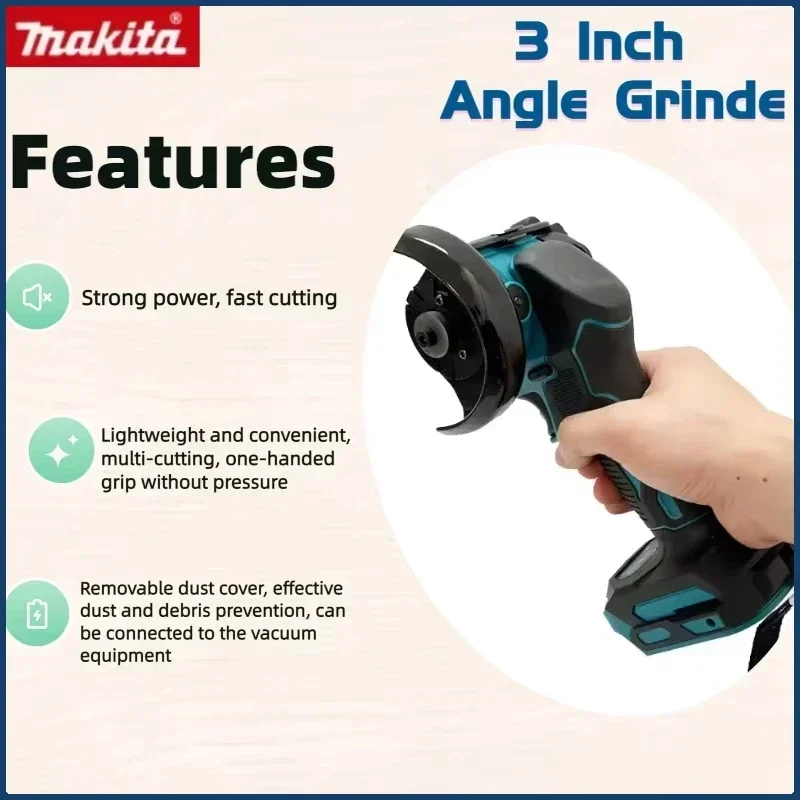 Makita 3-Zoll-Mini-Akkuschleifmaschine, 18 V, tragbares elektrisches Schneidwerkzeug, Kreissäge, Elektrowerkzeug zum Schneiden von Metall und Holz. – Detail 6