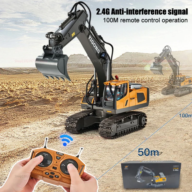 子供用2.4Ghz RCカーおもちゃ、リモコンショベルカー、ダンプカー、ブルドーザー、電動キッズギフト、男の子と女の子向けのレーシングカー、6歳以上