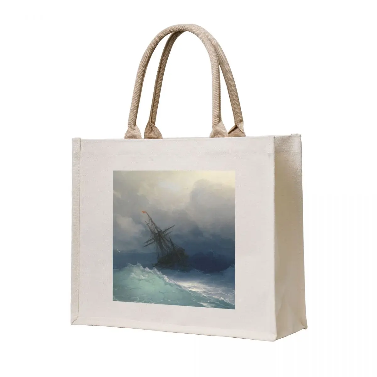 

Ivan Ayvazovsky - Ship On Stormy Seas Tote Bag Women's beach bags canvas bags shopper bags custom fabric bag