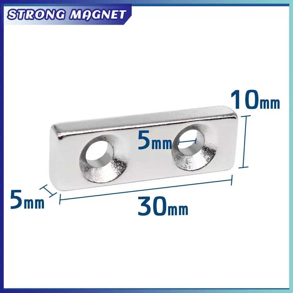 

2/5/10/15/20/50PCS 30x10x5-5mm Neodymium Magnet Countersunk Hole 5mm Block Rectangular Powerful Strong Magnetic Magnet 30*10*5-5