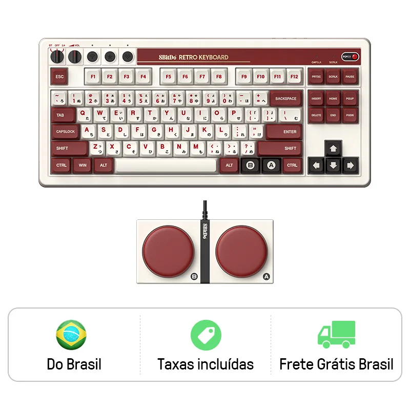 لوحة مفاتيح ميكانيكية 8BitDo Retro، لوحة مفاتيح ألعاب BT/2.4G/USB-C قابلة للتبديل السريع مع 87 مفتاحًا، أزرار مزدوجة قابلة للبرمجة للغاية