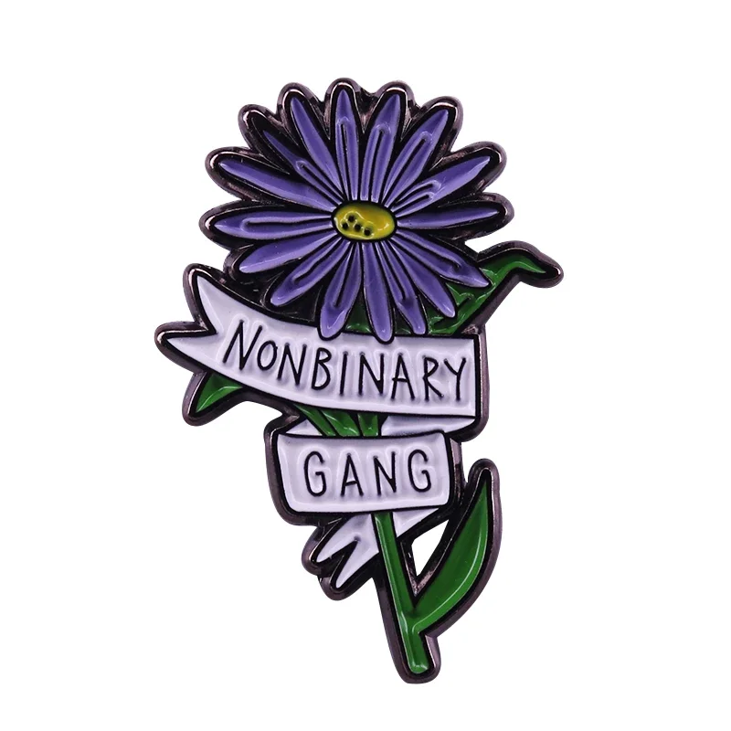 Nonbinary gang lapel pin gorgeous flower brooch fashion slogan badge beautiful gift for her