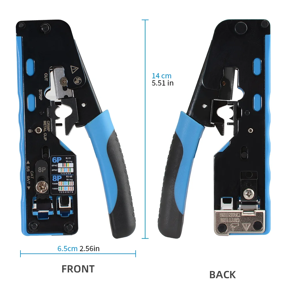 RJ45 Crimp Tool Pass Through Plugs Ethernet Crimping Pliers for Cat7 Cat6 Cat5e RJ45 Connectors Multifunctional Crimper