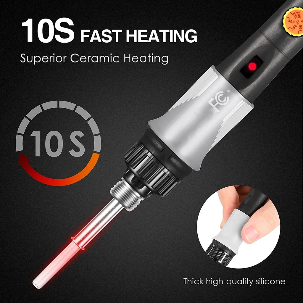 60W 110V US Plug Electric Soldering Iron Adjustable Temperature Welding Solder Rework Station Fast Heat Pencil Tips Repair Tool